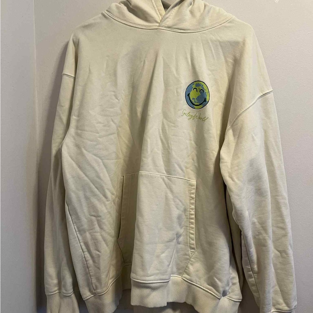 Cream Hoodie with Earth Logo